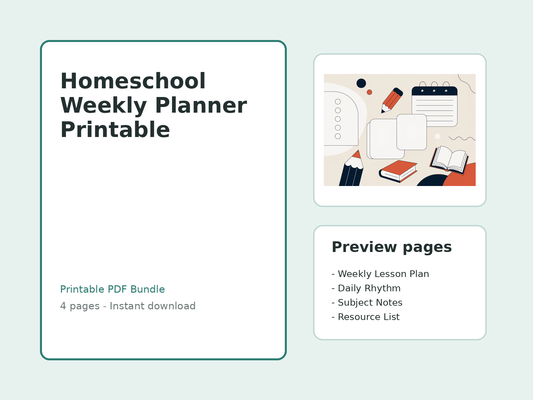 Homeschool Weekly Planner Printable
