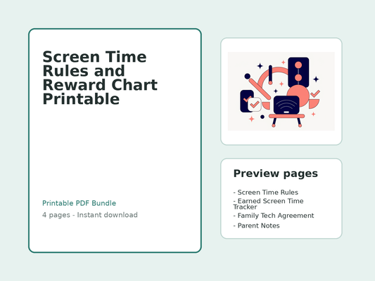 Screen Time Rules and Reward Chart Printable