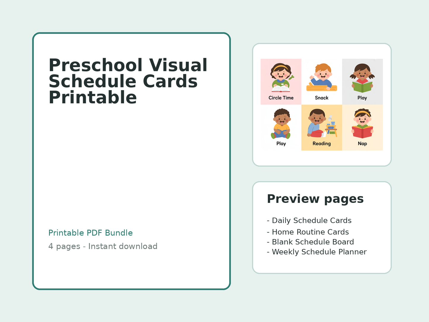 Preschool Visual Schedule Cards Printable