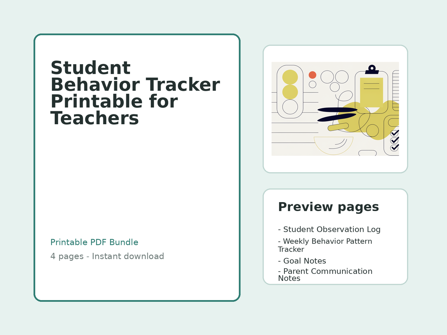 Student Behavior Tracker Printable for Teachers