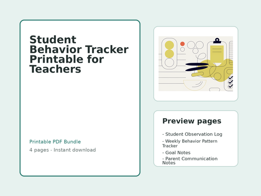Student Behavior Tracker Printable for Teachers