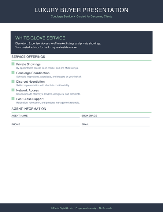 Luxury Home Buyer Presentation Template Printable
