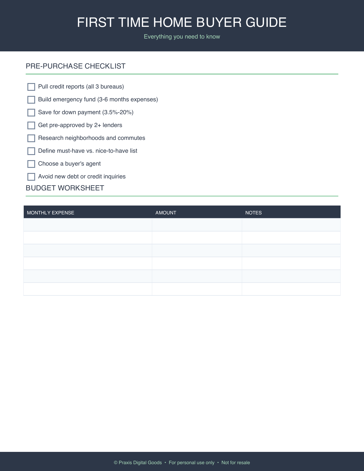 First Time Home Buyer Guide Template