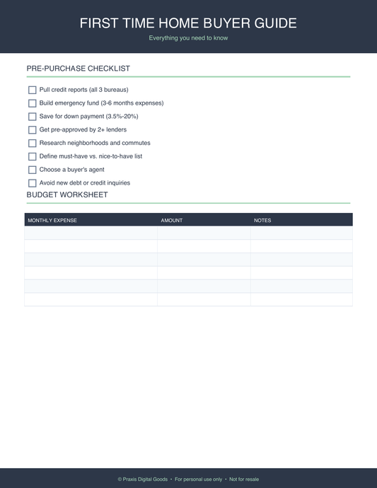 First Time Home Buyer Guide Template
